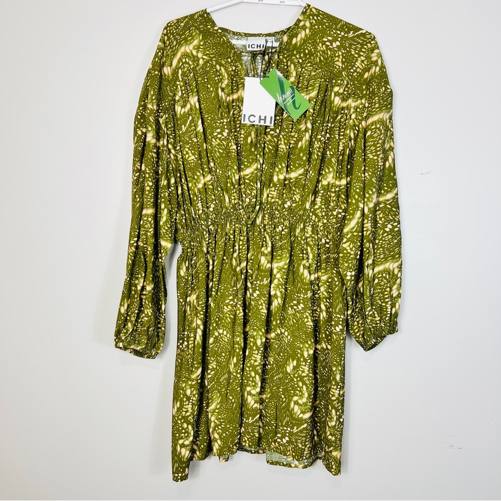 ICHI Green Oversized Boho Abstract Print Dress | Size 36 EU US 6 - Picture 2 of 14